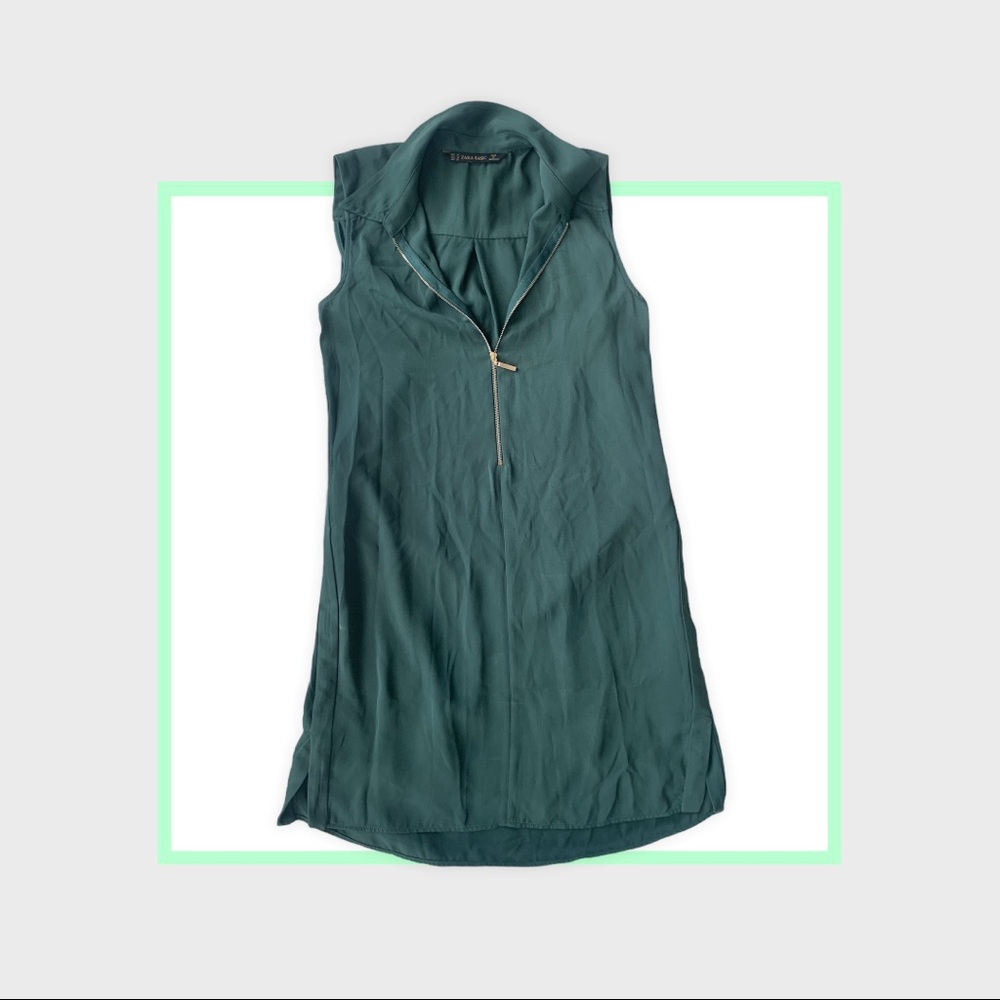 Green Zara flowy dress.